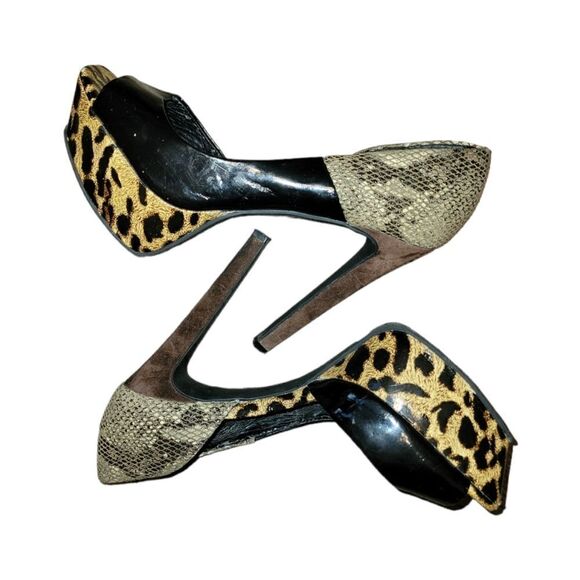 Jessica Simpson Bede2 Snake Leopard Black Colorblock Platform Heels 8 - Picture 4 of 11